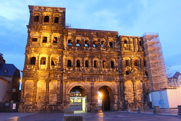 istock porta nigra at night - trier 476472505