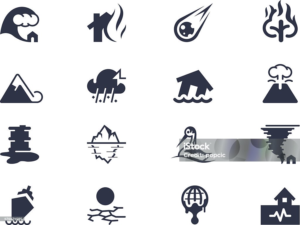 Natural disaster icons Accidents and Disasters stock vector