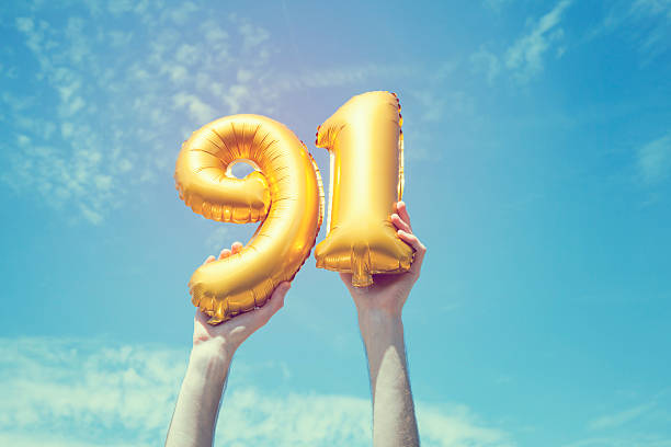 istock Gold number 91 balloon 476476564