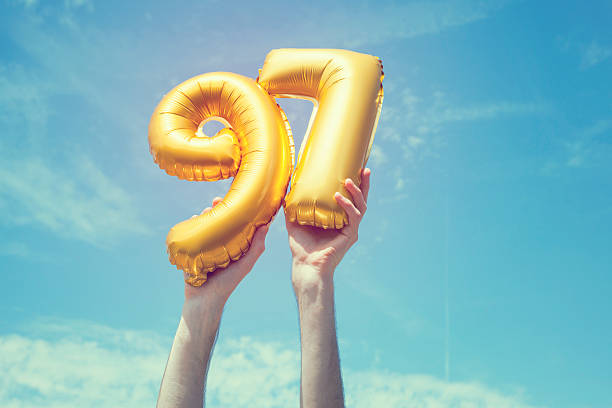 istock Gold number 97 balloon 476476580