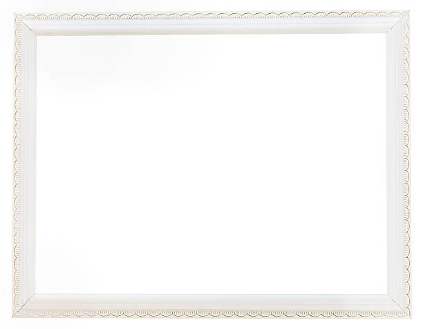 istock carved white old narrow picture frame 476477979