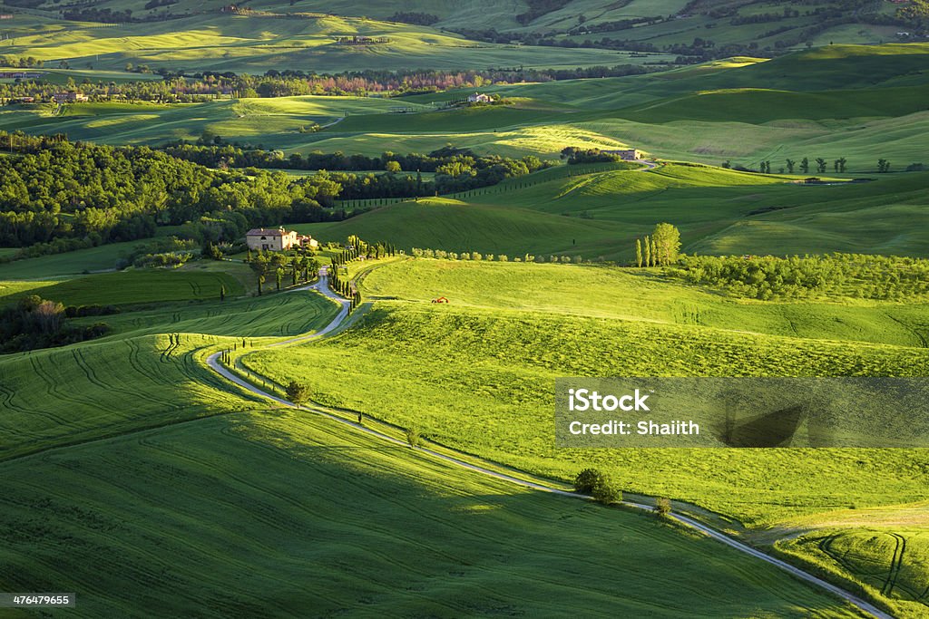 Pôr do sol em verde Vale em Toscana - Royalty-free Agricultura Foto de stock