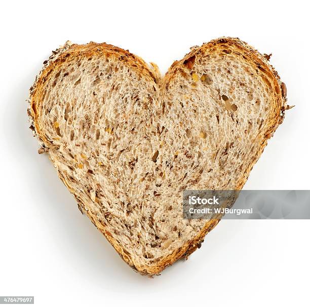 Heart Shaped Slice Of Brown Bread Stock Photo - Download Image Now - Bread, Heart Shape, Food