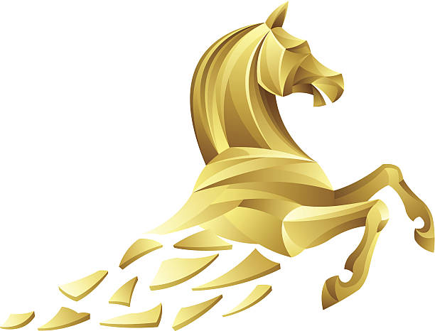 illustrazioni stock, clip art, cartoni animati e icone di tendenza di golden horse - horse running vector animals in the wild