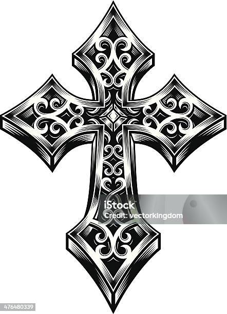 Enfeitado Cruz Celta - Arte vetorial de stock e mais imagens de Cruz religiosa - Cruz religiosa, Cruz - Forma, Tatuagem