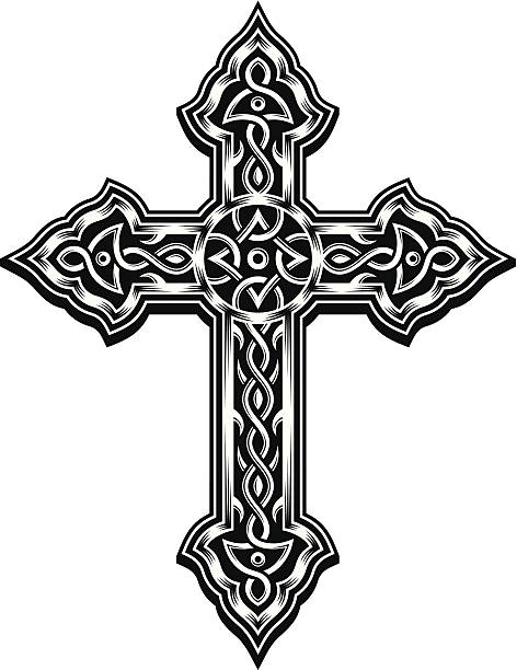 ornate крест вектор - celtic cross illustrations stock illustrations