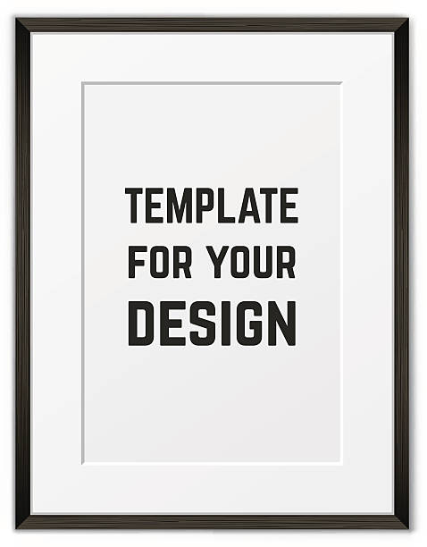 Blank framed poster on a wall. Vector template Black frame on a wall vector background design for your content skeleton key pics pictures stock illustrations