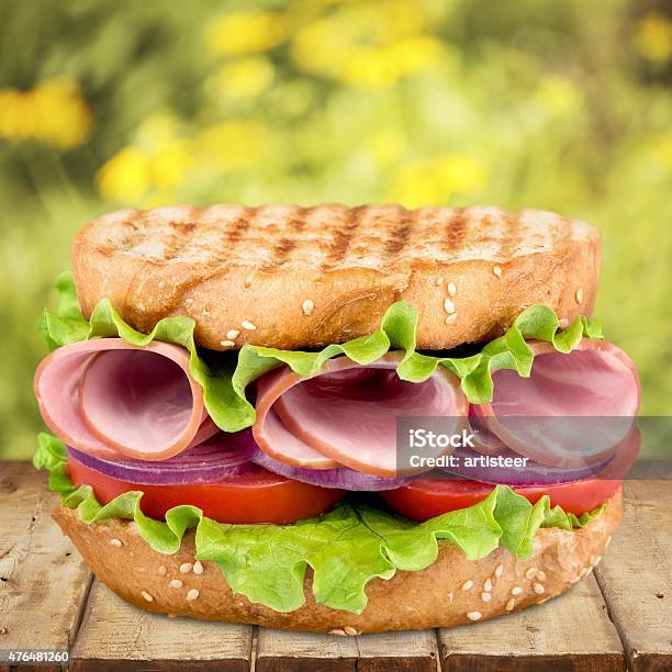 Sandwich Delicatessen Ham Stock Photo - Download Image Now - Black Forest Ham, 2015, Bread