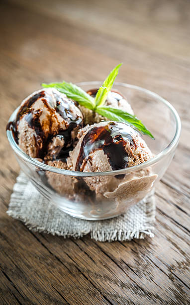 istock Chocolate ice cream with dessert topping 476484292