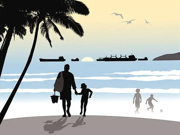 Vector illustration of Beach Tourists