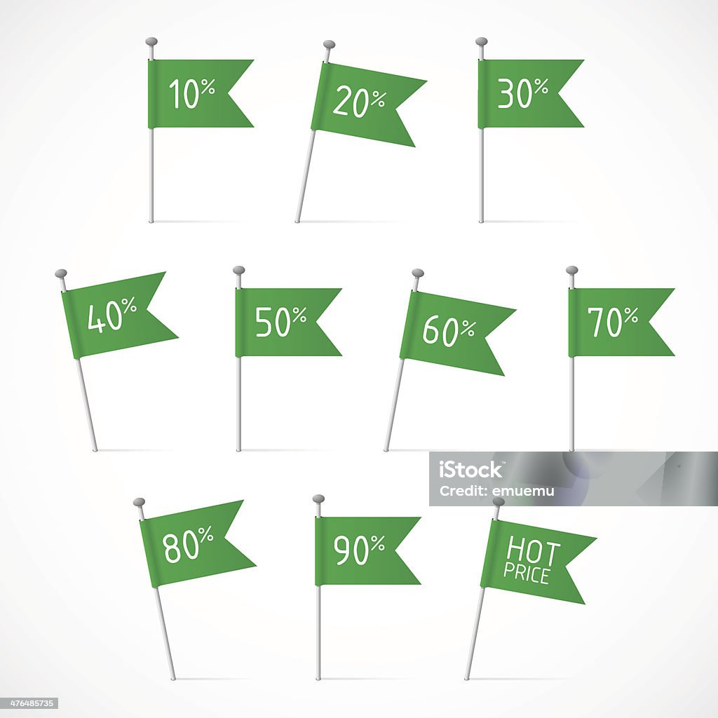 Vert flags avec offre - clipart vectoriel de Affaires libre de droits