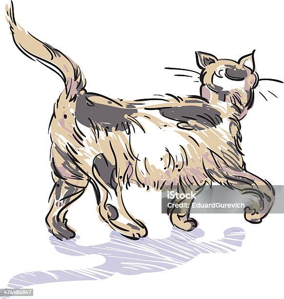 Ходьба Cat — стоковая векторная графика и другие изображения на тему Векторная графика - Векторная графика, Весёлый, Домашняя кошка