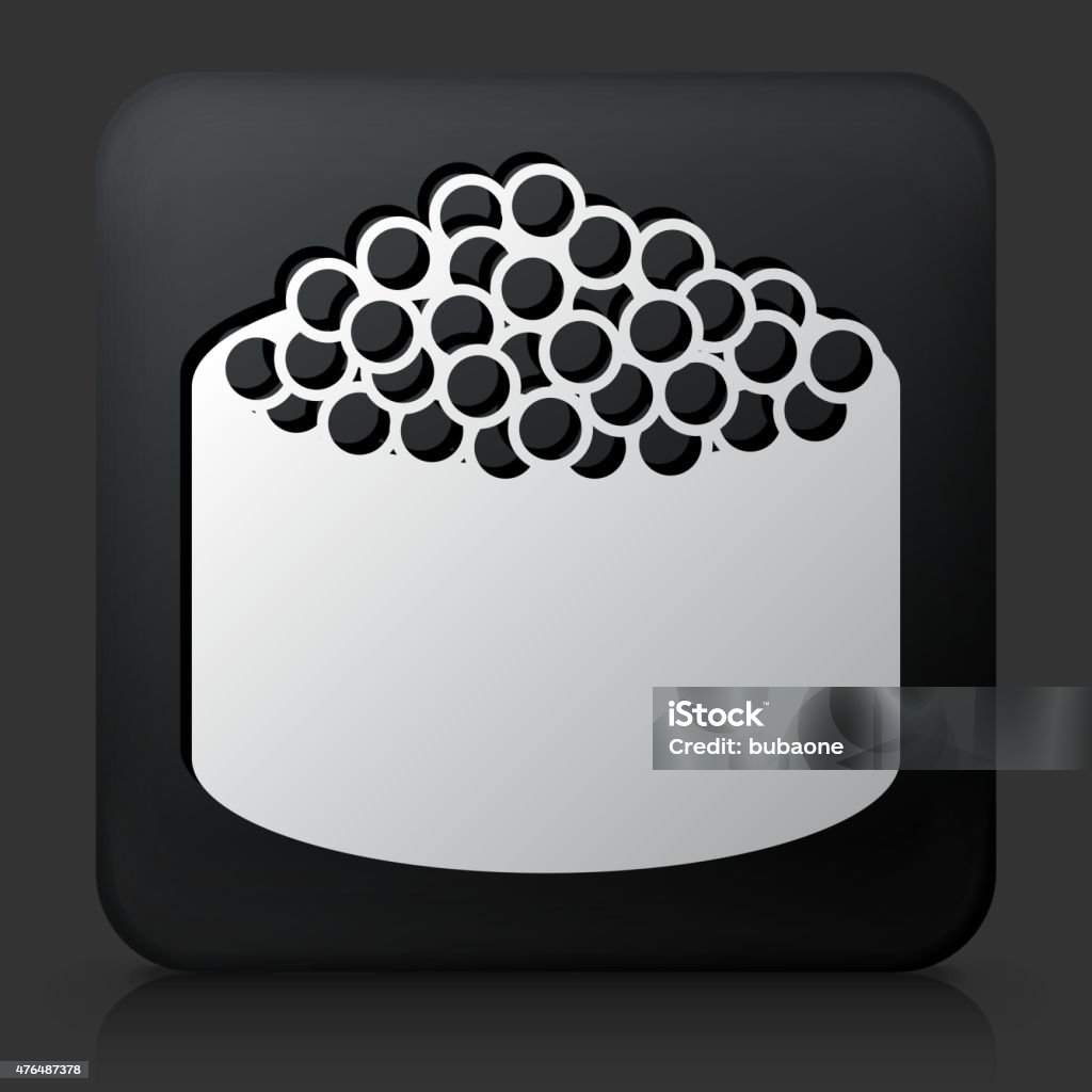 Black Square Button with Caviar Sushi Roll Black Square Button with Caviar Sushi Roll. This royalty free vector image features a white interface icon on square black button. The vector button has a bevel effect and a light shadow. The image background is dark grey and the button has a light reflection. 2015 stock vector