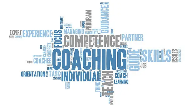Vector illustration of Coaching - teaching Word Clouds