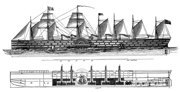 Antique illustration of Grand-Oriental ship