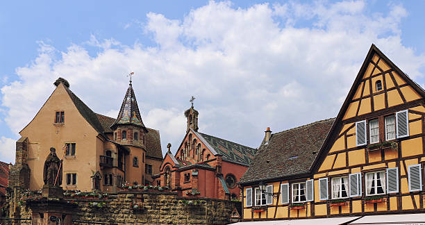istock Alsace. Facades of half-timbered houses 476494358