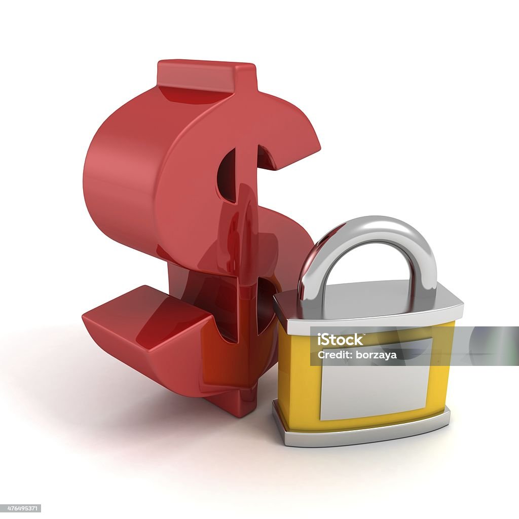 big-red-dollar-symbol mit Geld Sicherheit Vorhängeschloss - Lizenzfrei Abstrakt Stock-Foto