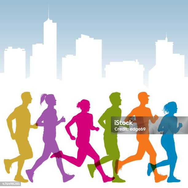 Personnes De Jogging Vecteurs libres de droits et plus d'images vectorielles de Courir - Courir, Multicolore, Adolescent