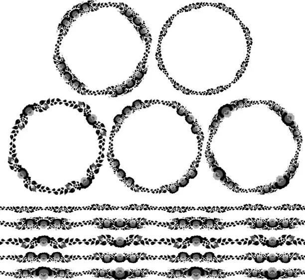 Vector illustration of floral elements. Used pattern brushes included.  pattern for frames borders.