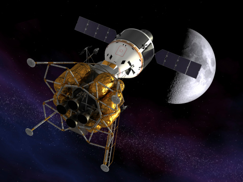 Back To The Moon. 3D Scene. Elements of this image furnished by NASA.