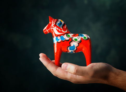 A Hand-made traditional wooden Dalecarlian Horse (\