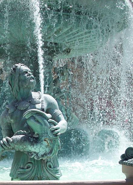 istock Male Sculpture In Water Fountain 476505884