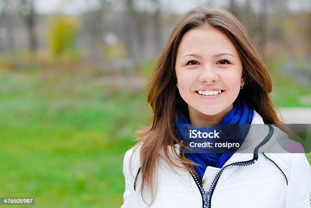 Portrait Of Beautiful Young Teen Brunette Girl Happy Smiling Stock Photo - Download Image Now