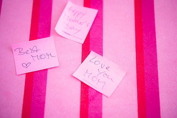 istock Appreciation message to Happy Mother's Day on pink sticky notes 476509072