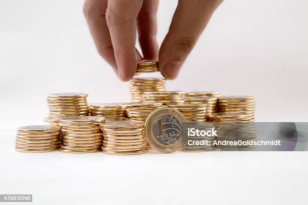 Coins Pilled Up Stock Photo - Download Image Now - Brazilian Currency, Coin, Paper Currency