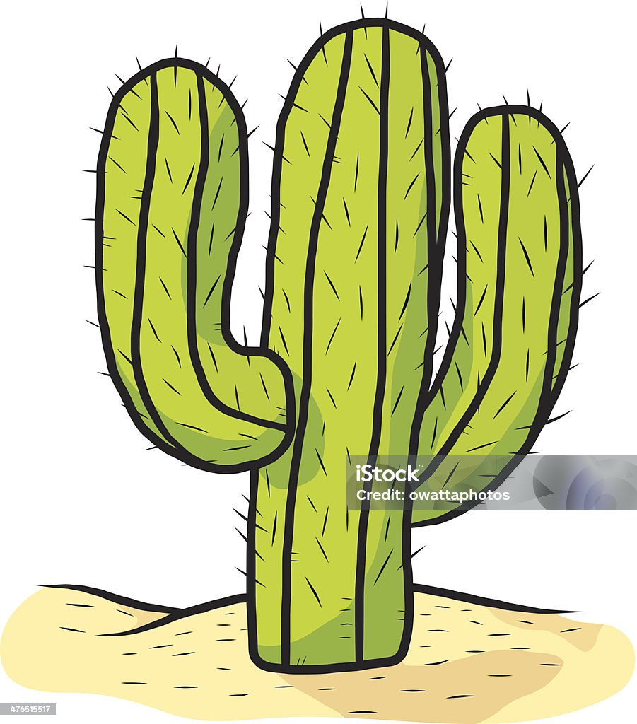 cactus y desierto de historieta - arte vectorial de Ajardinado libre de derechos