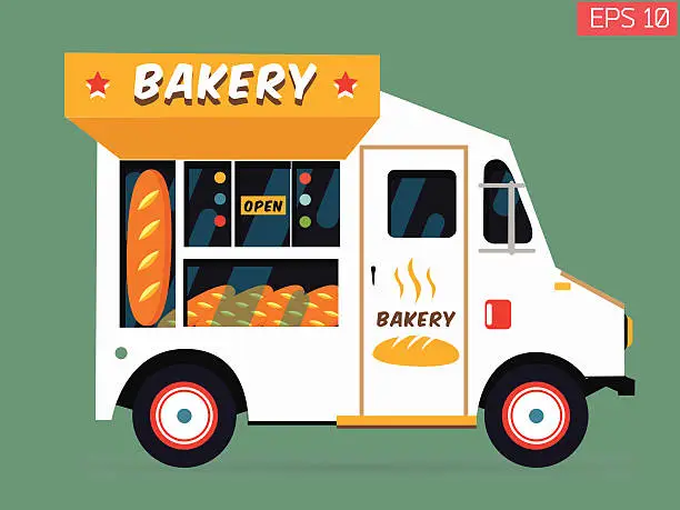 Vector illustration of Bakery Truck Vector Image