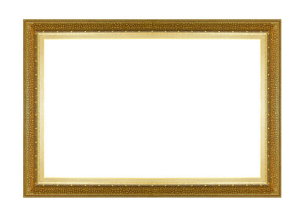 istock Picture frame gold dark tones wood frame in white background. 476524654
