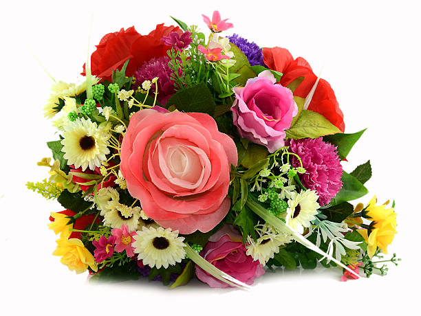 istock Colorful Artificial Flower Arrangement on white background 476526075