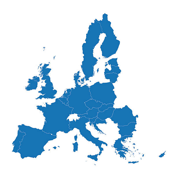 bildbanksillustrationer, clip art samt tecknat material och ikoner med blue map of european union - europe map