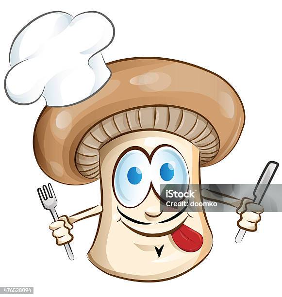 Mushroom Chef Cartoon Stock Illustration - Download Image Now - 2015, Anthropomorphic Face, Cartoon