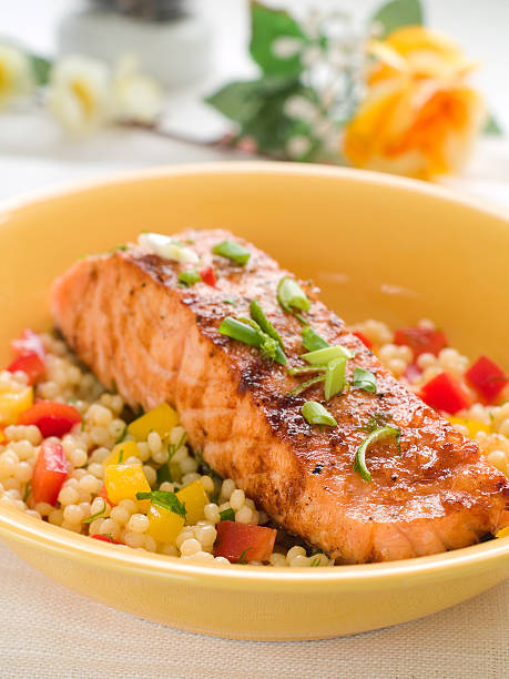 istock grilled salmon with couscous 476530479