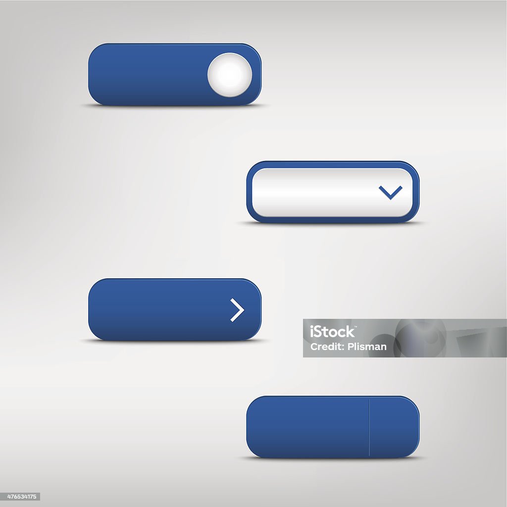 Empty Rectangle Button Blue Empty Rectangular Buttons Stock Illustration - Download Image Now ...
