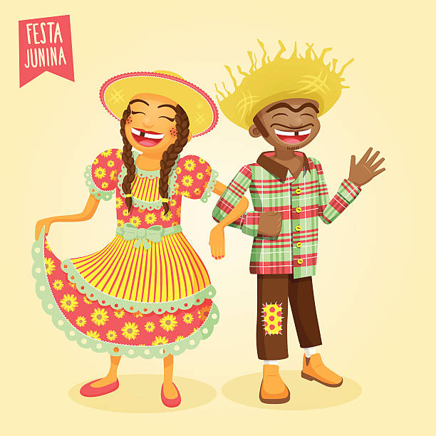ilustrações, clipart, desenhos animados e ícones de festival de junho/st. john's - brazilian people