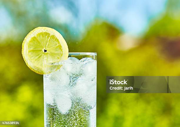 Sparkling Water And Lemon Slice Stock Photo - Download Image Now - Carbonated Water, Soda, Drinking Glass