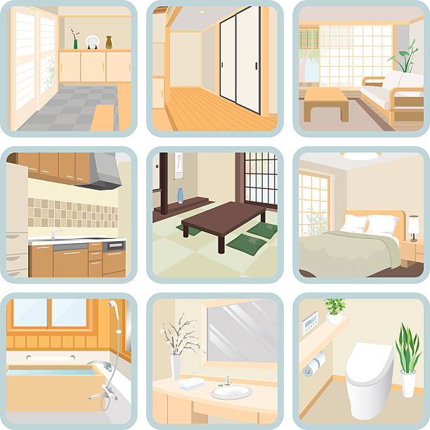 Interior Illustration of the interior japanese toilet stock illustrations