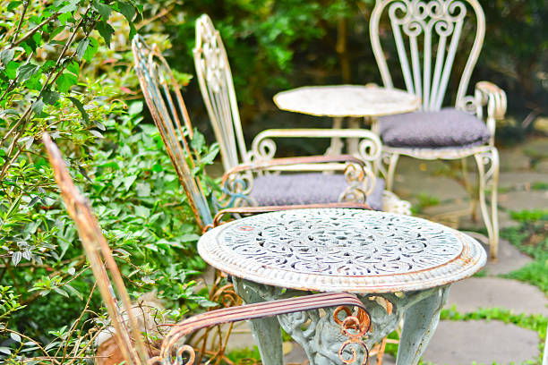 istock Vintage wrought iron garden table 476540790
