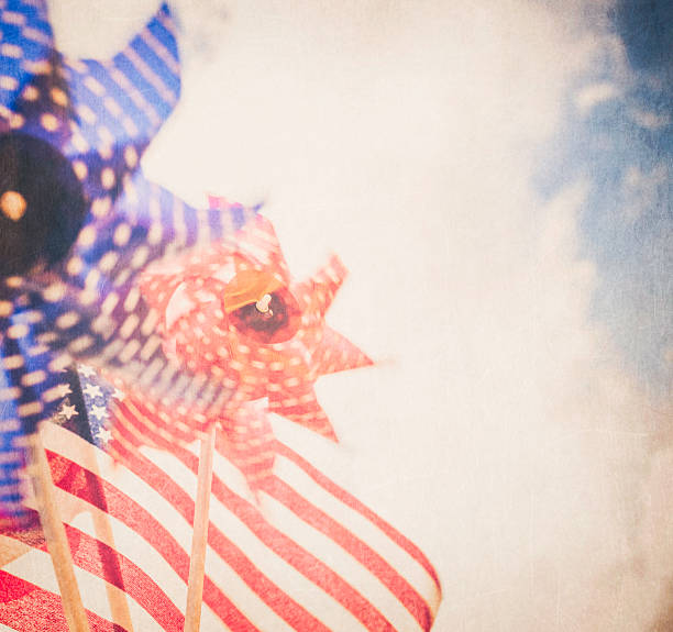 istock July 4th Decor. Patriotic pinwheels with American flag. Independence Day. 476541076