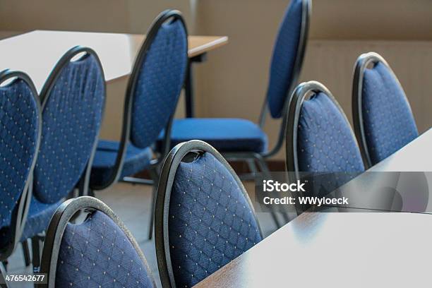 Blue Chairs In An Empty Meeting Room Stock Photo - Download Image Now - Blue, Board Room, Business