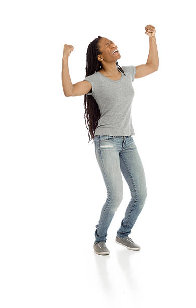 istock Model happy successful arms in the air 476546392
