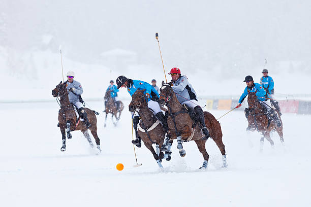 Snow Polo Action stock photo