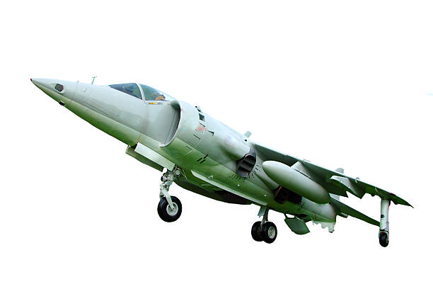 istock Unmarked military jet on landing approach isolated 476548120