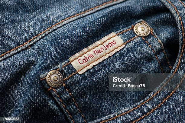 Calvin Klein Jeans Denim Trousers Closeup Stock Photo - Download Image Now  - Calvin Klein - Designer Label, Button - Sewing Item, Fashion - iStock