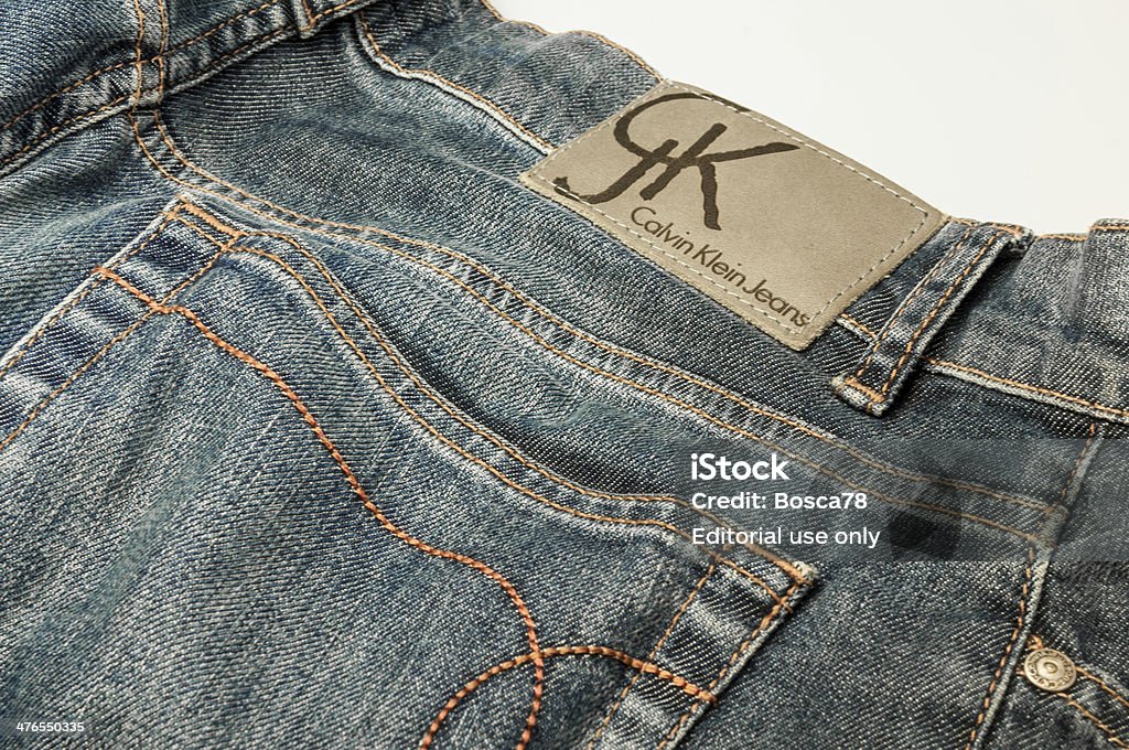 Calvin Klein Jeans Denim Trousers Closeup Stock Photo - Download Image Now  - Backgrounds, Blue, Button - Sewing Item - iStock