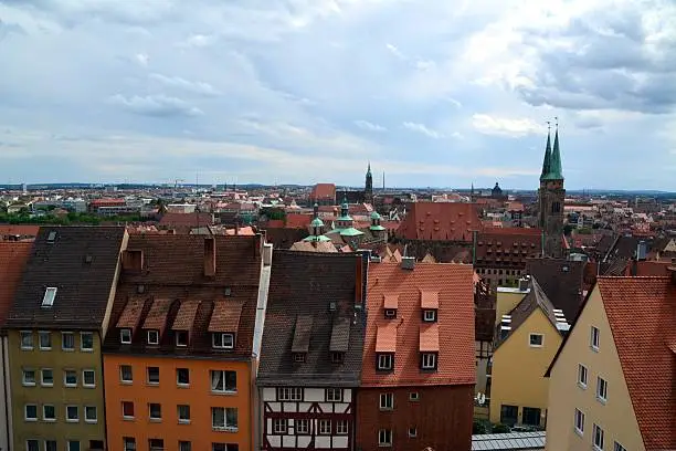 Nurnberg altstadt cityscape, viewed from the castle, who dominates the north-western corner of the old town. 