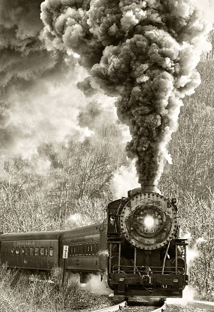 treno a vapore - soot steam train tourist train train foto e immagini stock